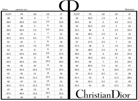 Dior women's size chart